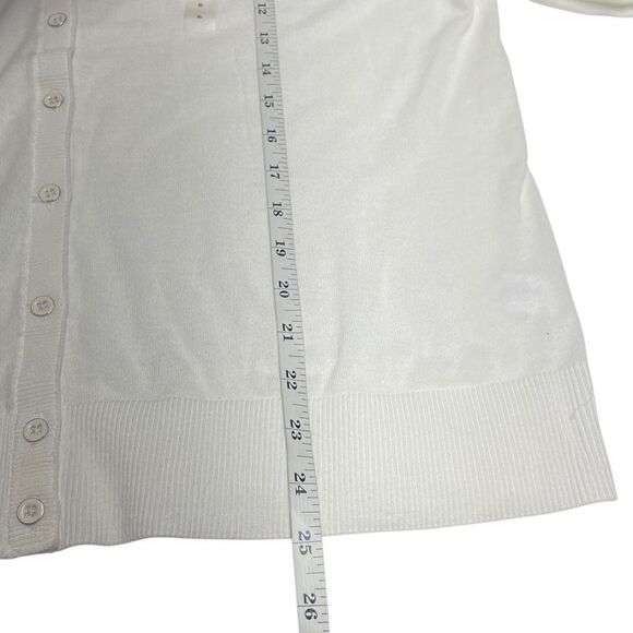 GAP Snowflake Milk White 3/4 Sleeve Crewneck Cardigan Sweater - Picture 6 of 7